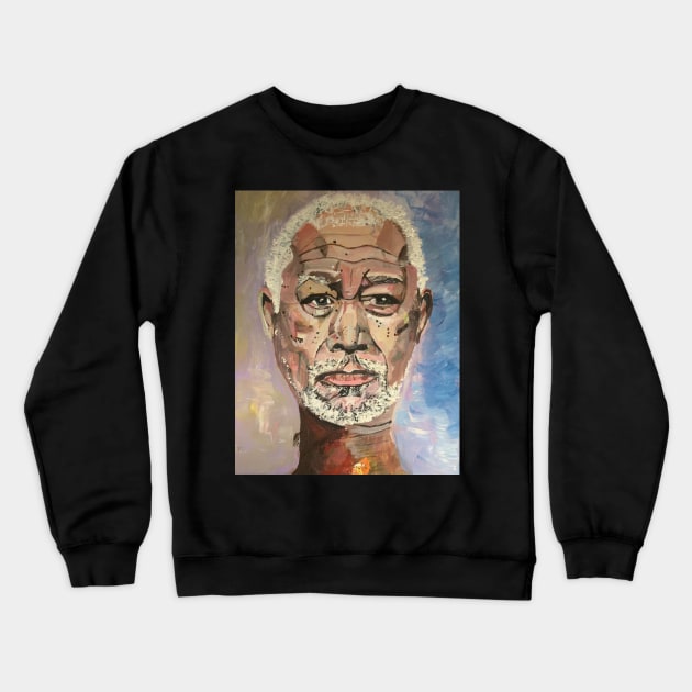 A Portrait of Morgan Freeman, Mug, Wall Art Crewneck Sweatshirt by DeniseMorgan